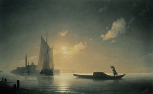 Gondelier op zee bij nacht, 1843